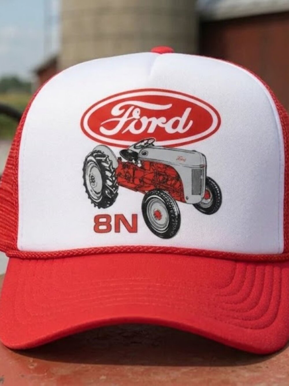 Vintage-Inspired Ford 8N Tractor Hat Redbelly Farming Foam Rope Trucker Cap OS